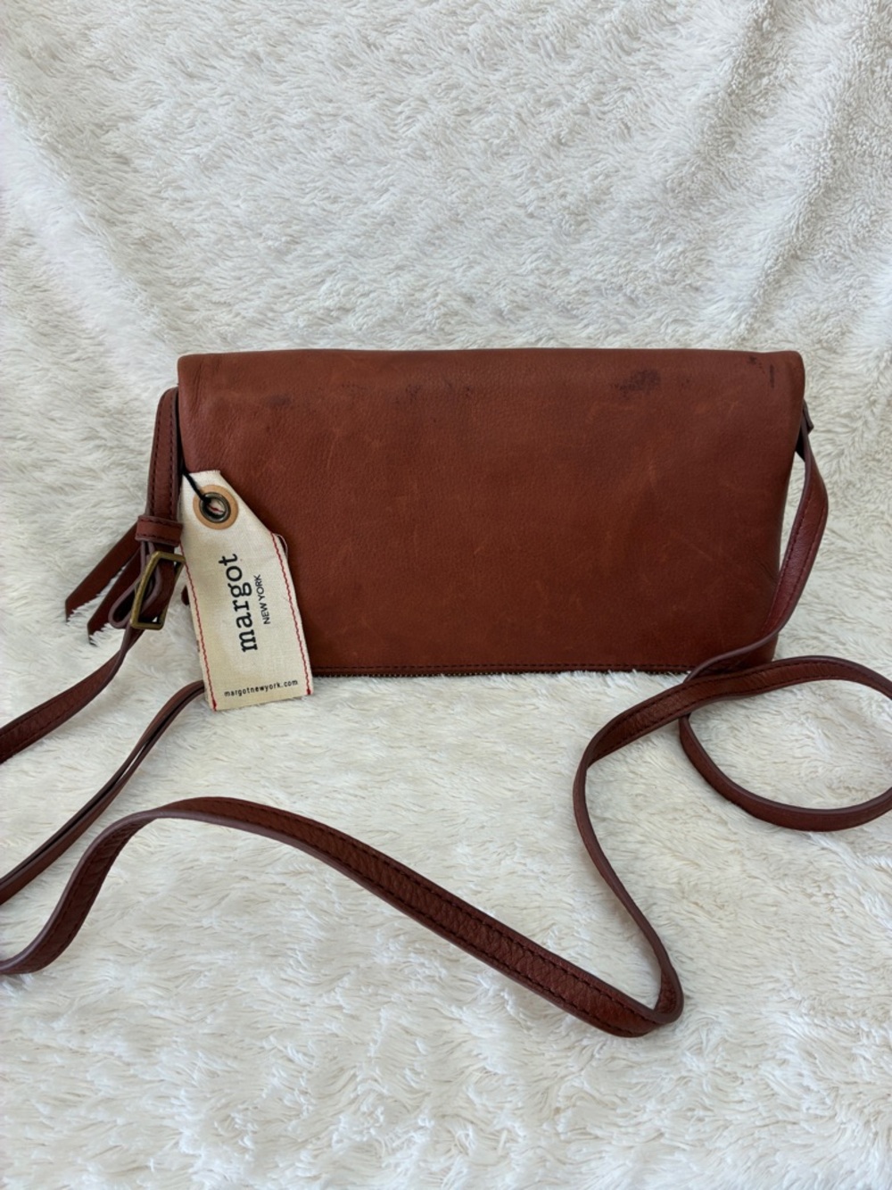 margot Chestnut Brown Leather Crossbody Bag